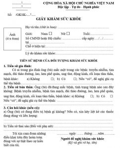 Mẫu giấy khám sức khỏe xin việc đi làm