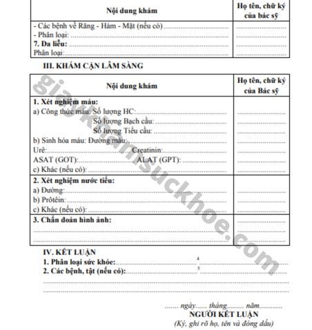 Mẫu giấy khám sức khỏe xin việc 2021 chuẩn