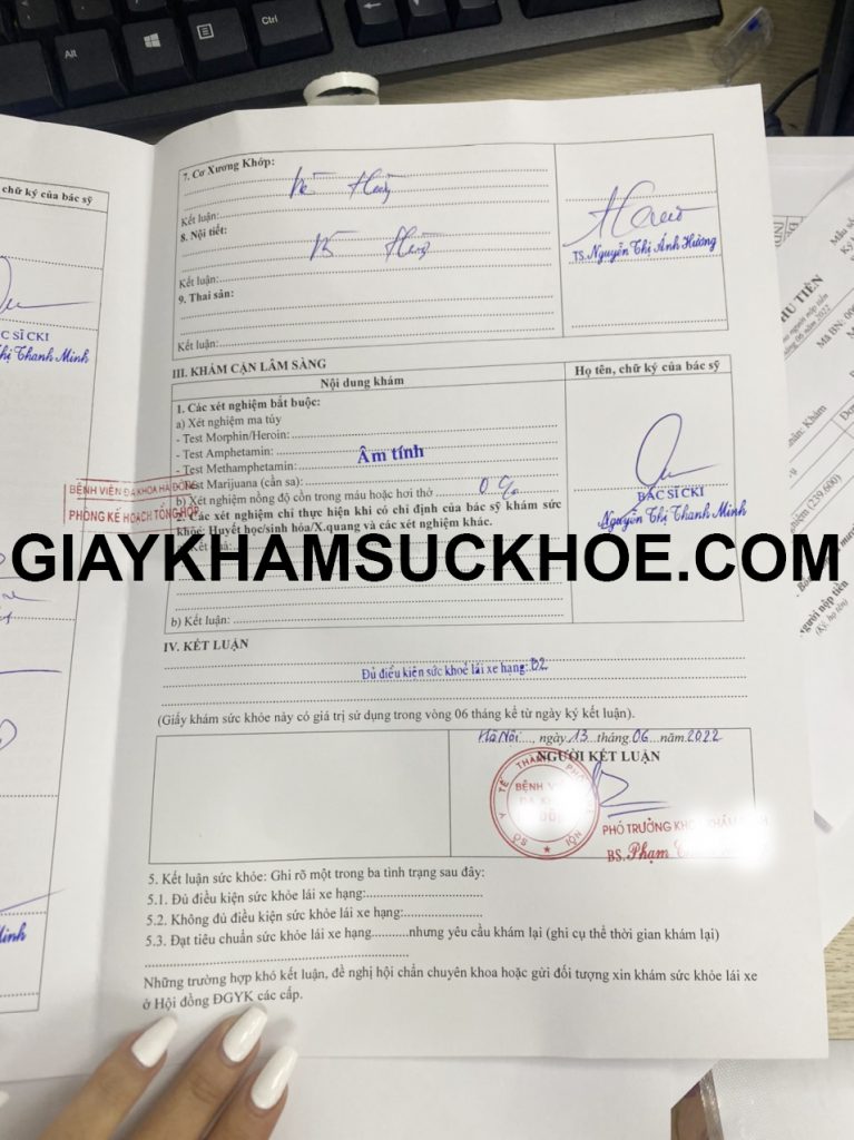 giay kham suc khoe doi bang lai xe