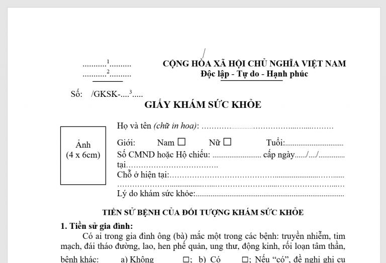 cấp giấy khám sức khỏe đi học 
