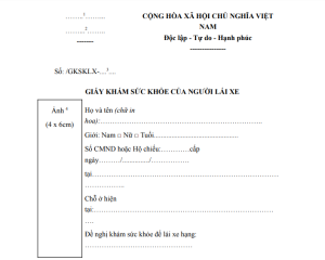 Giấy khám sức khỏe cho người lái xe