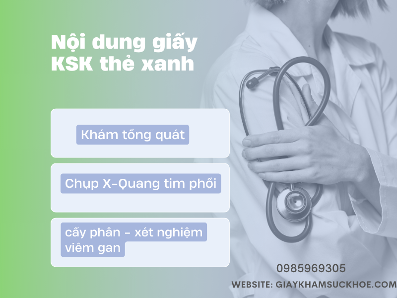 Làm giấy khám sức khỏe thẻ xanh theo bao gồm những nội dung gì?