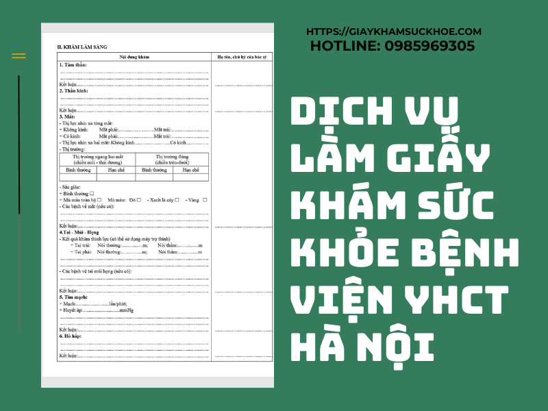 Tìm hiểu về giấy khám sức khỏe bệnh viện YHCT Hà Nội