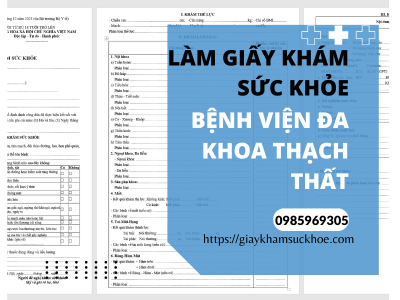 Giấy khám sức khỏe bệnh viện Đa khoa Thạch Thất