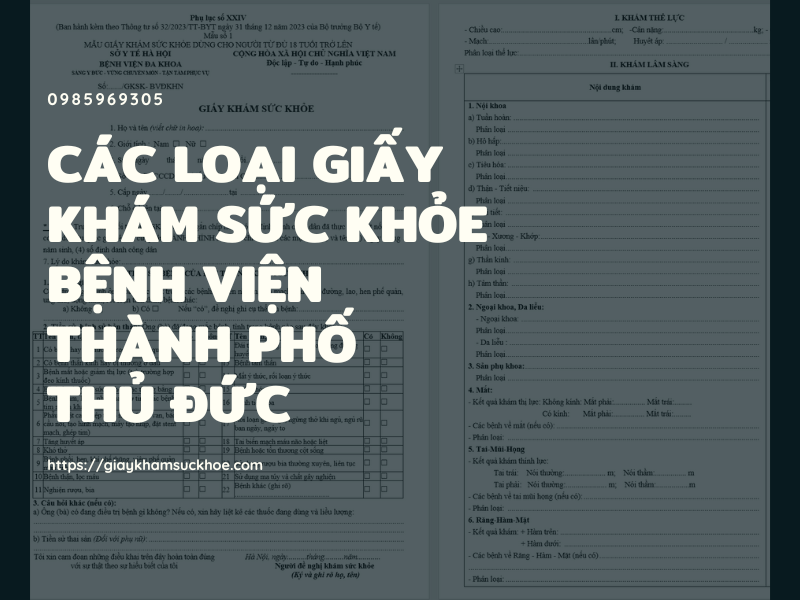Giấy khám sức khỏe bệnh viện thành phố Thủ Đức