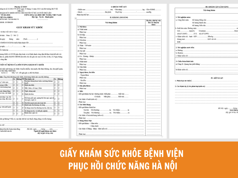Giấy khám sức khỏe BV Phục hồi chức năng Hà Nội
