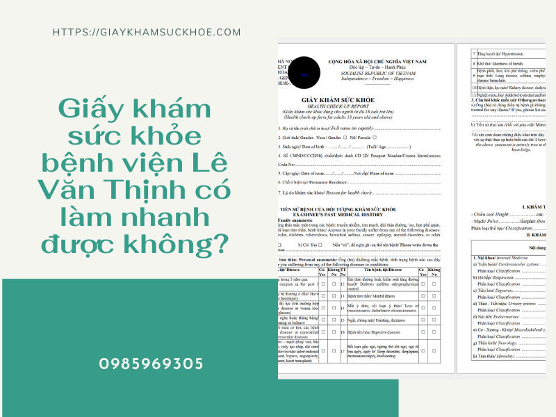 Giải đáp về dịch vụ làm giấy khám sức khỏe bệnh viện Lê Văn Thịnh