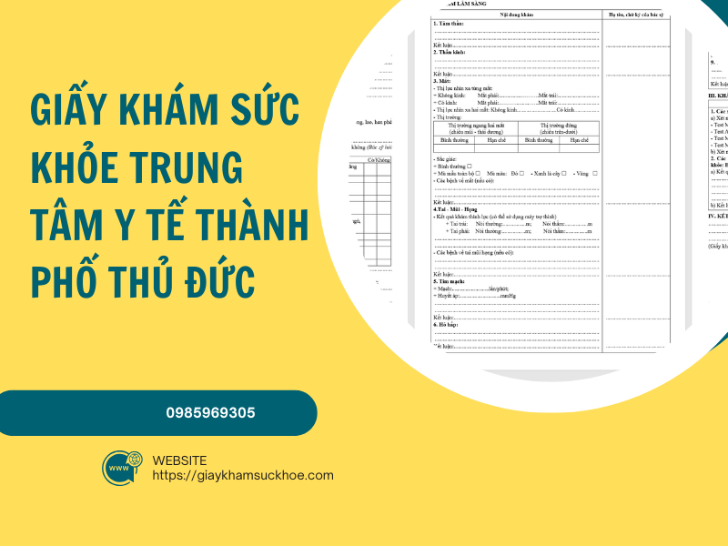 Giấy khám sức khỏe trung tâm y tế thành phố Thủ Đức