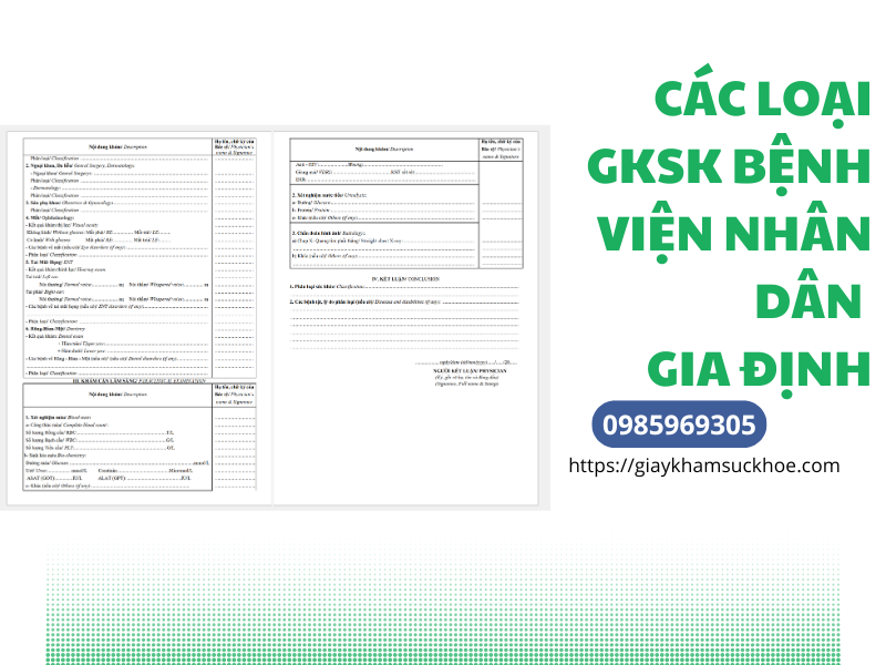 Giấy khám sức khỏe bệnh viện Nhân dân Gia Định