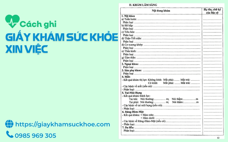 Cách ghi giấy khám sức khỏe xin việc