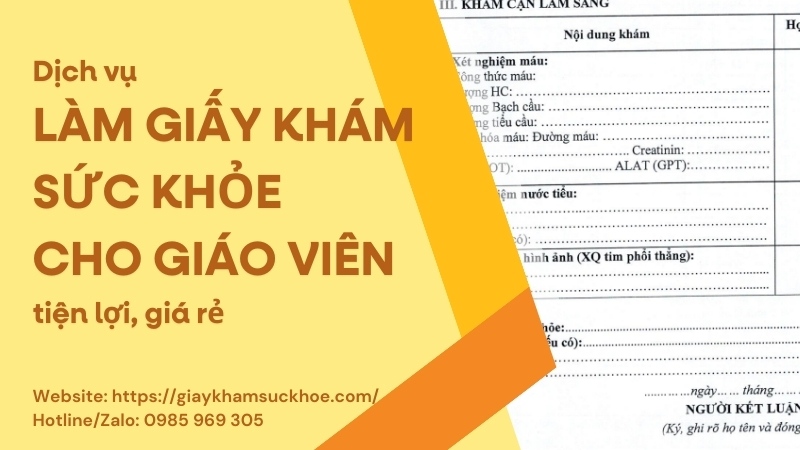 Giấy khám sức khỏe cho giáo viên