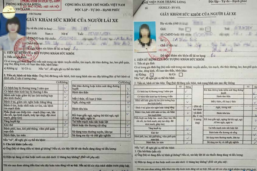 Chi phí làm giấy khám sức khỏe lái xe hạng B2