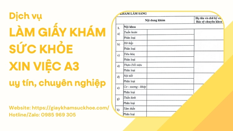 Giấy khám sức khỏe xin việc A3