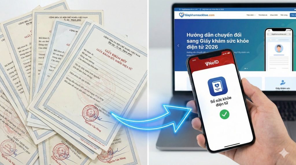 Chuyển đổi từ bản giấy sang giấy khám sức khỏe điện tử 2026 trên ứng dụng VNeID 