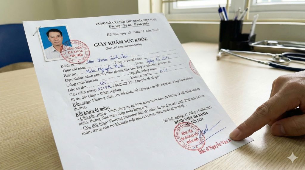 Nhận kết quả giấy khám sức khỏe 