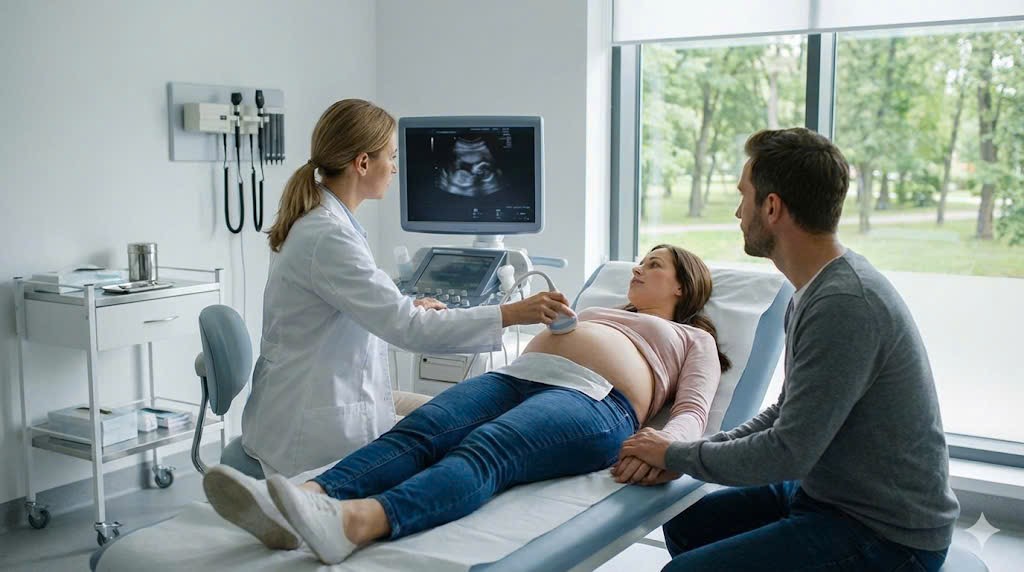 Quy trình khám sức khỏe thai sản: Bác sĩ siêu âm kiểm tra thai nhi