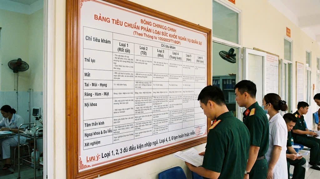 Bảng tiêu chuẩn phân loại sức khỏe nghĩa vụ quân sự theo thông tư mới