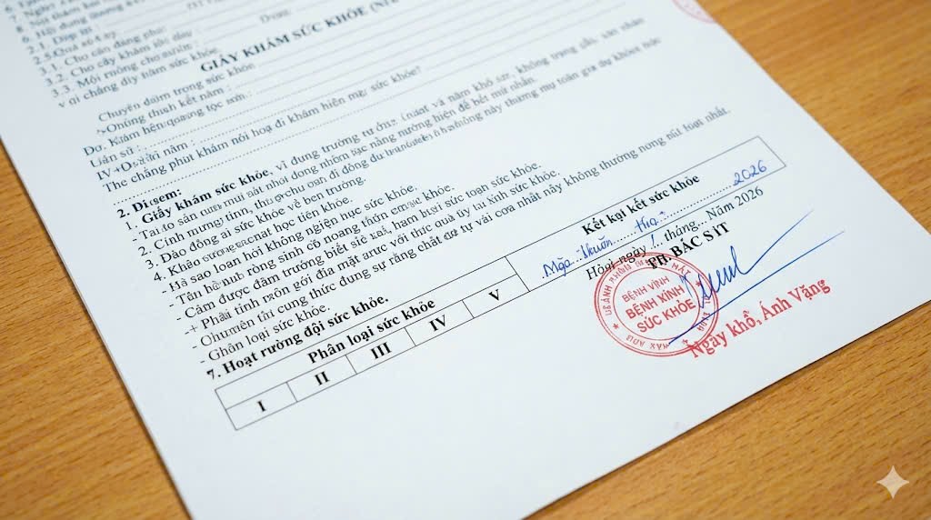 Bảng tiêu chuẩn phân loại sức khỏe đi học trên giấy a3