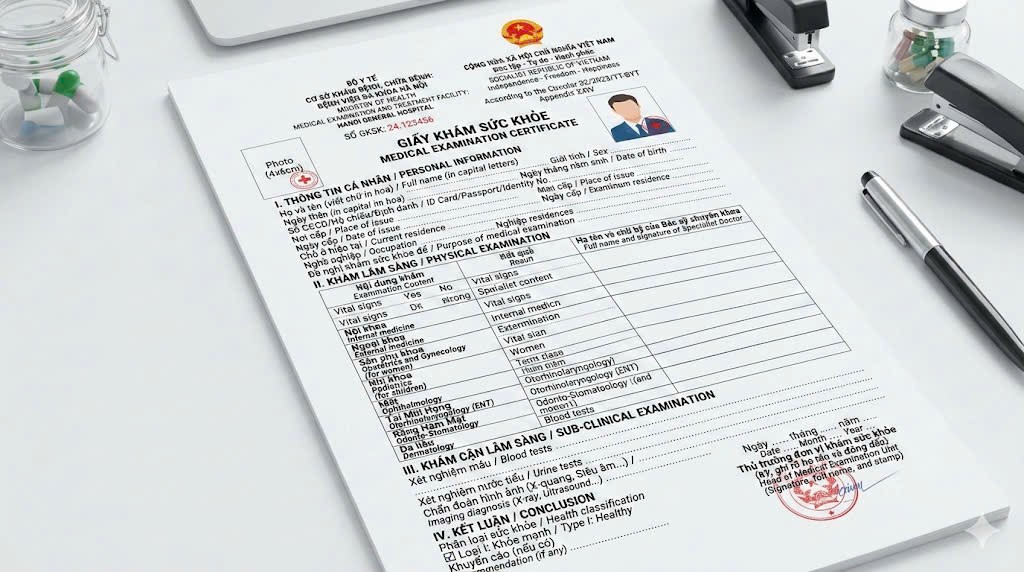 Mẫu giấy khám sức khỏe song ngữ anh việt