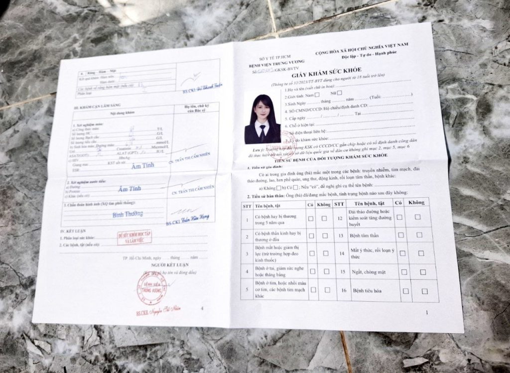 Làm giấy khám sức khỏe đi làm nhanh lấy ngay chuẩn thông tư