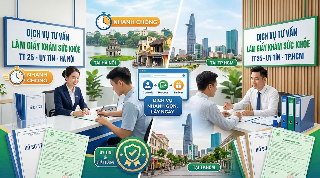 Dịch vụ hỗ trợ làm giấy khám sức khỏe thông tư 25 giao tận nơi